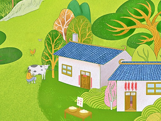 【风格挑战——〈森系乡村田园风格〉板绘·秦岭人家】