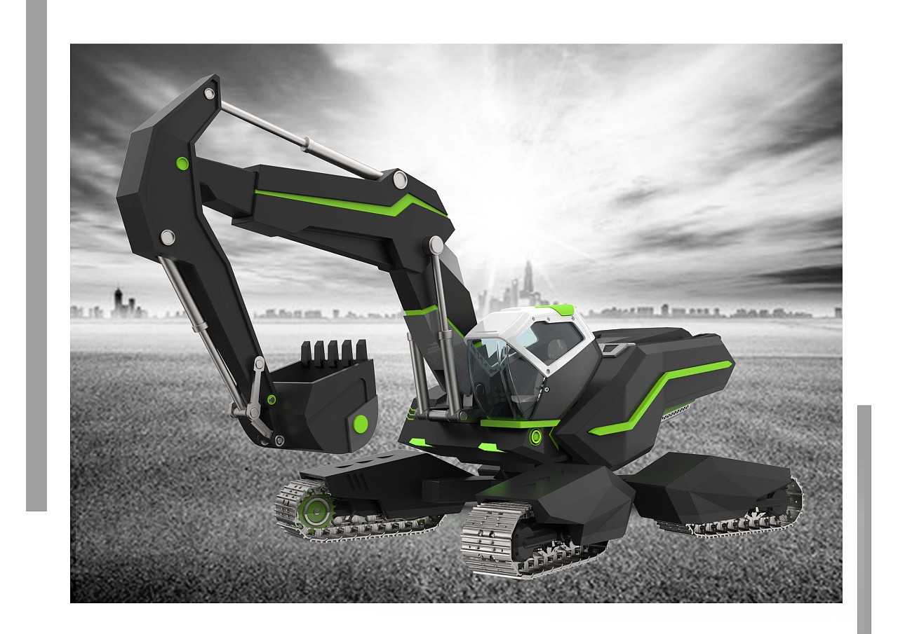 概念产品挖掘机,犀牛建模,ks渲染