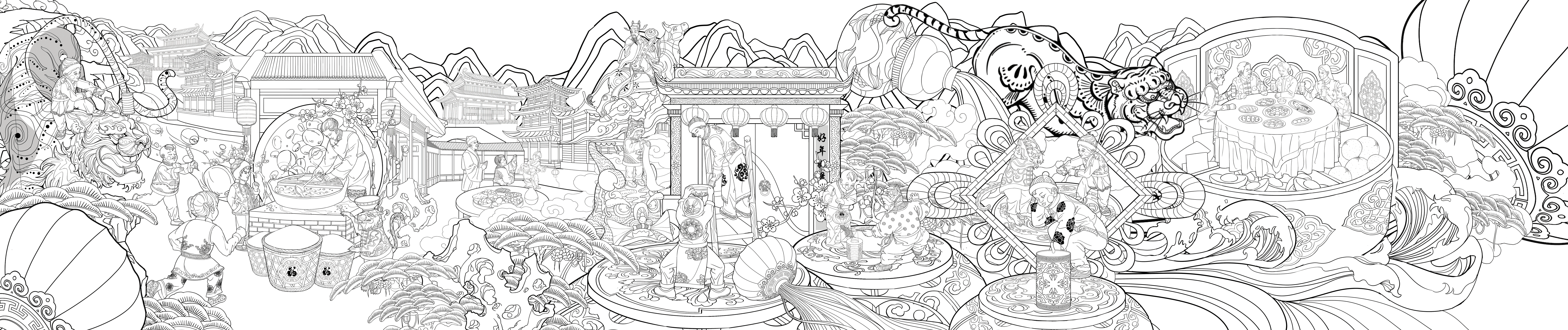 虎年年俗长卷（图ZMjg2MDMxOTQ0） - 商业插画 - 站酷设计师lolantozhang原创素材 - 站酷ZCOOL