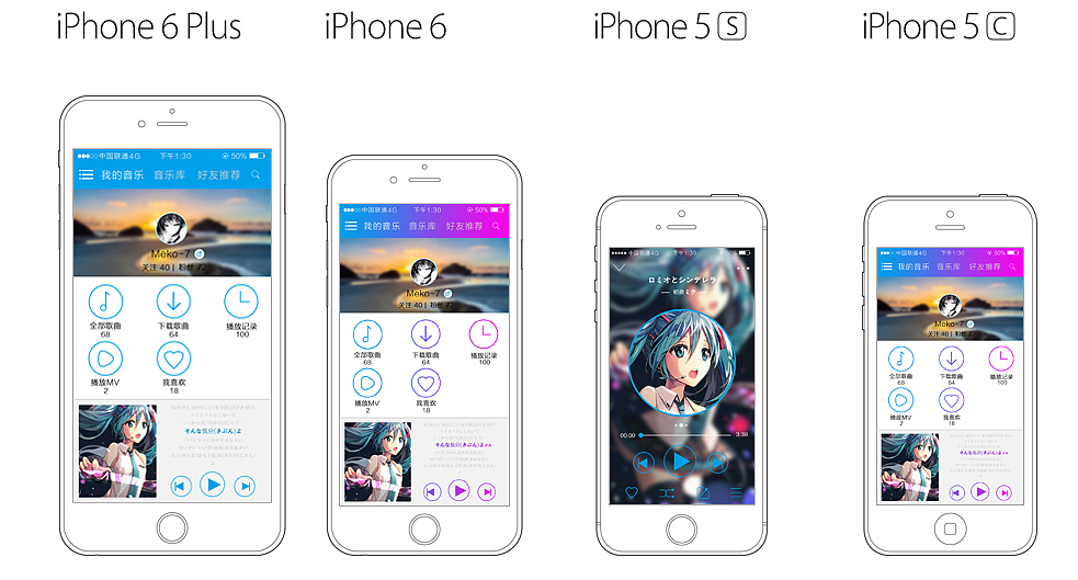 音乐APP UI界面（图ZMjgzNDI3NDA=） - 主题/皮肤 - 站酷设计师Meko7原创素材 - 站酷ZCOOL