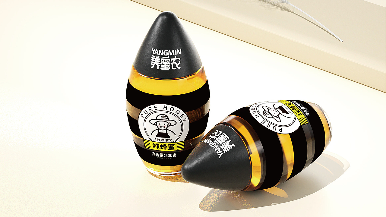 养蜜农-纯蜂蜜包装设计-创意设计-瓶型设计-食品包装