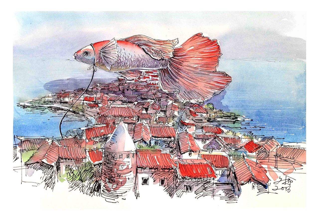 钢笔淡彩 巨大动物 【文抑】（图ZNDY4NDU3ODg=） - 艺术插画 - 站酷设计师文抑原创素材 - 站酷ZCOOL