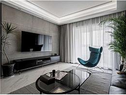 现代轻奢风客厅，极简黑白灰背景墙