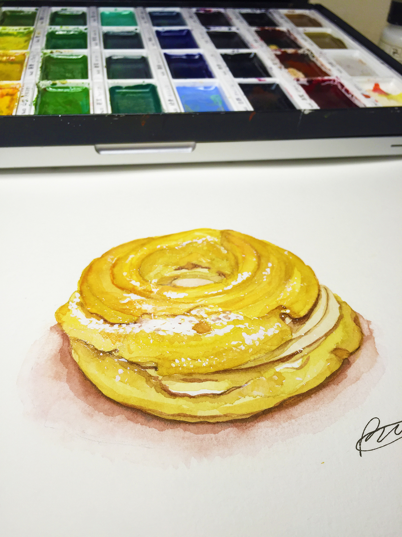 水彩手绘-甜品(巴黎布雷斯特)