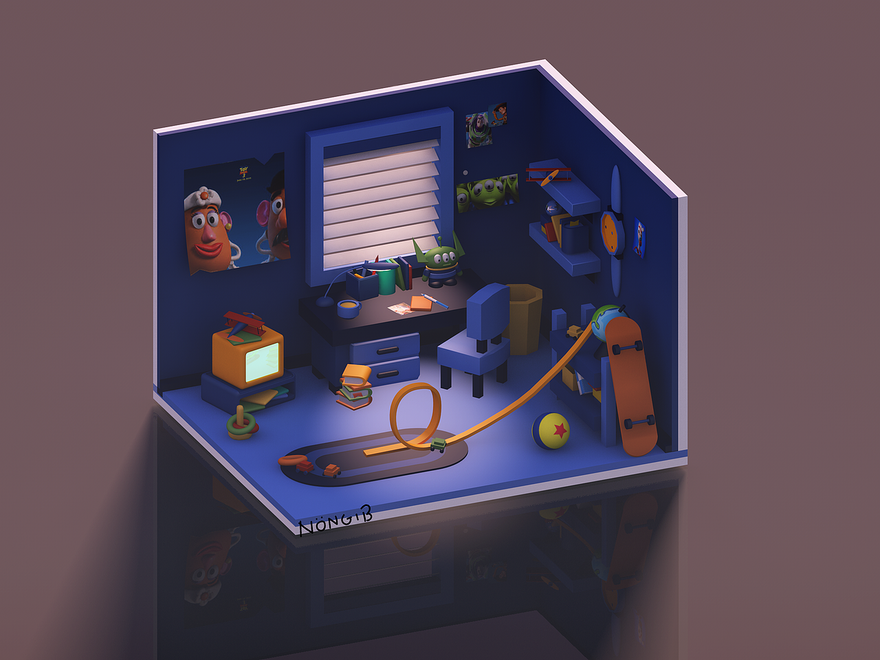 C4D作品-安迪的房间（图ZMjE1MjkwMTA0） - 场景 - 站酷设计师NONG1B原创素材 - 站酷ZCOOL