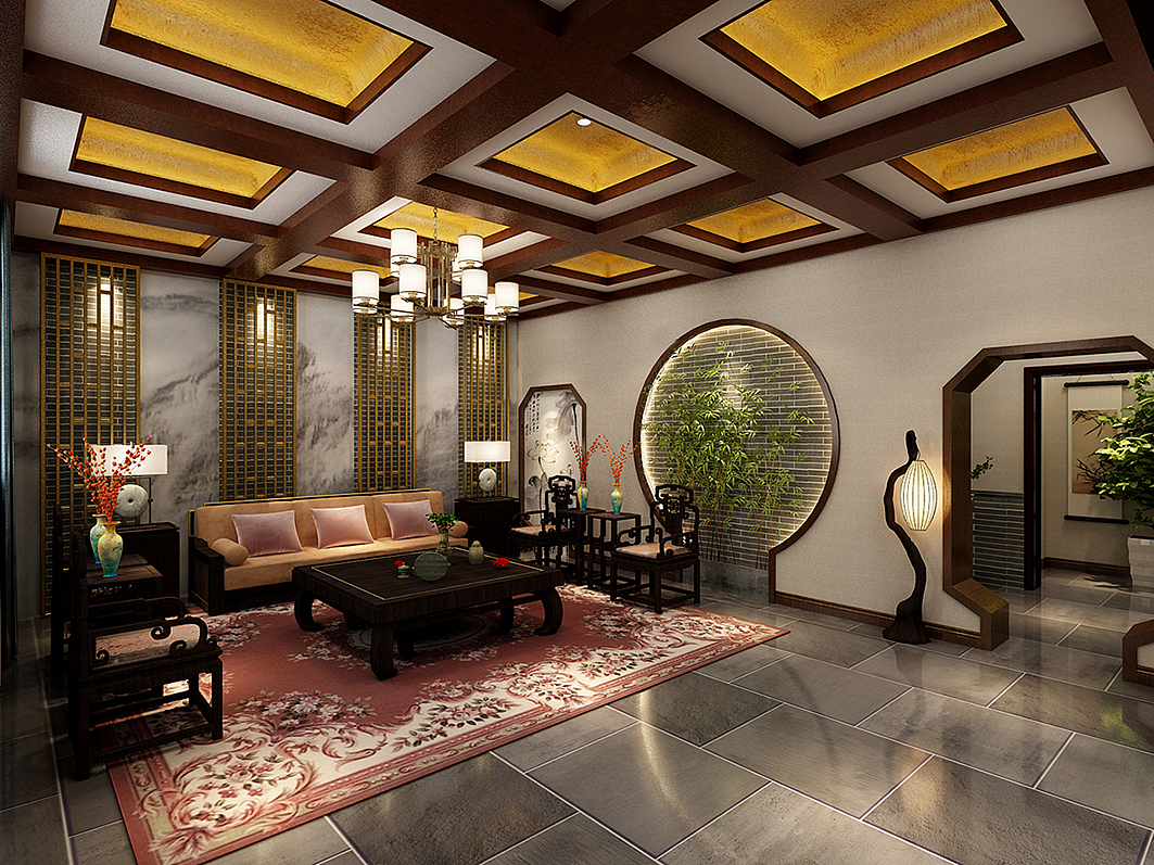 中式会所大厅效果