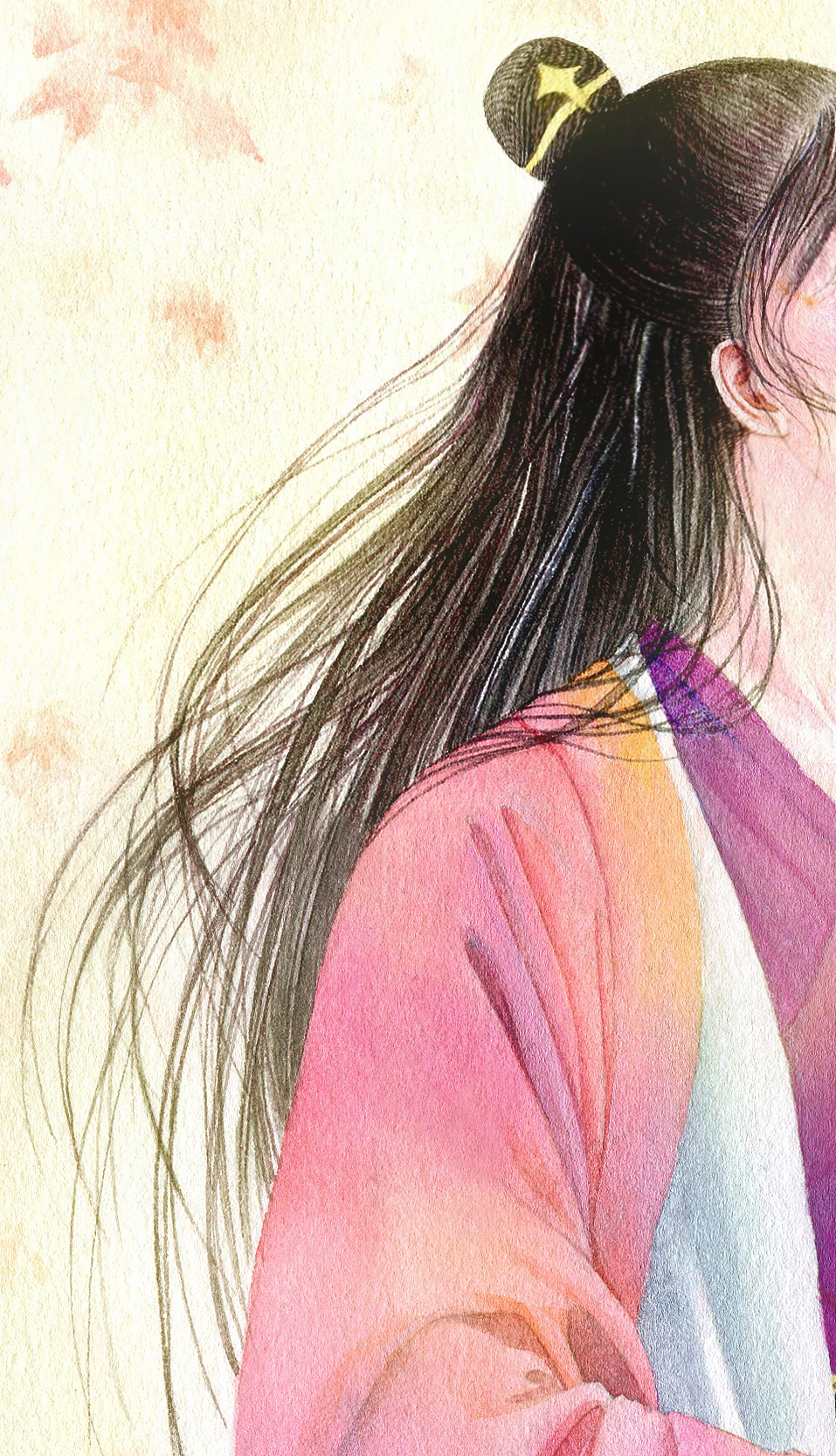 水彩古风少女系列——秋