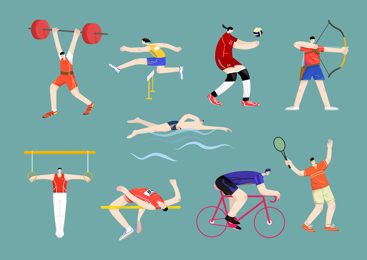 運動人物（圖ZMjI3ODQwNzA0） - 商業(yè)插畫 - 站酷設(shè)計師卷眉君原創(chuàng)素材 - 站酷ZCOOL