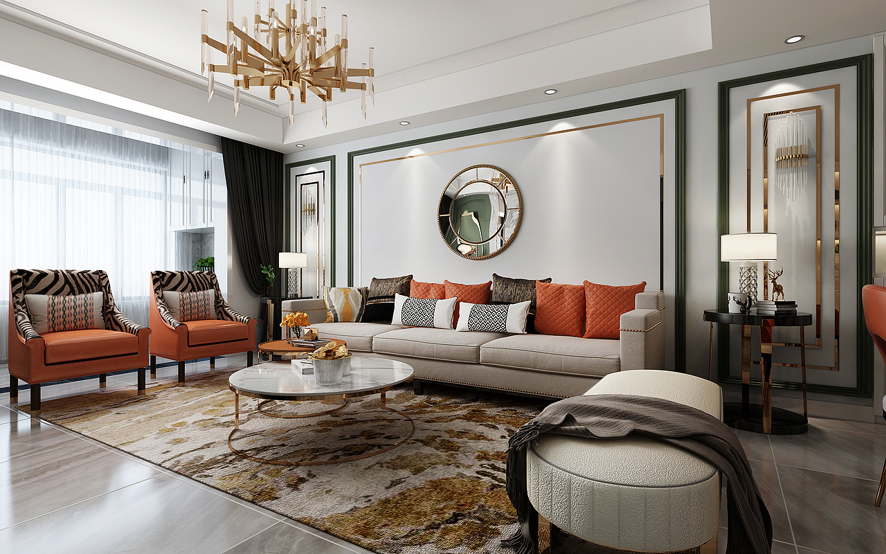 济南万泰装饰绿地国际城133平现代轻奢风格案例