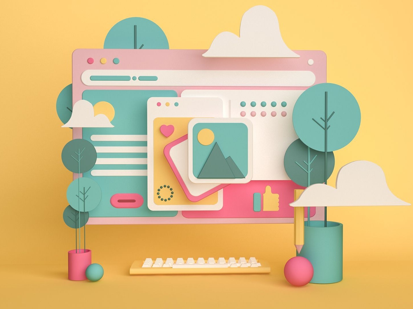 7月的一些练习(默认渲染器)_一缕朝Young站酷ZCOOL