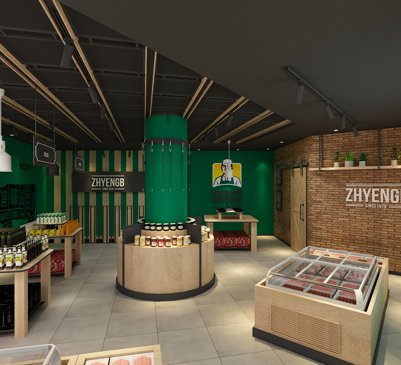云顶创意案例赵合盈牛肉品牌设计店面空间设计