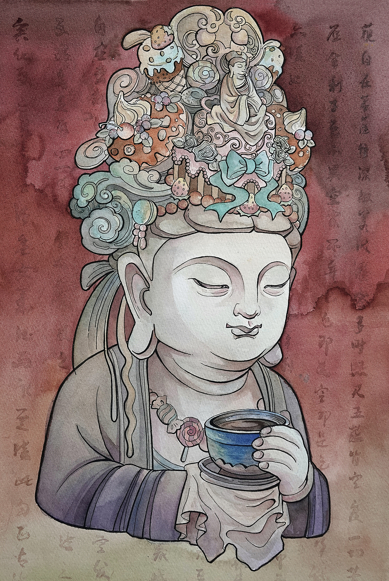 以大足石刻雕像为创作对象6|0|566原创作品/插画/创作习作