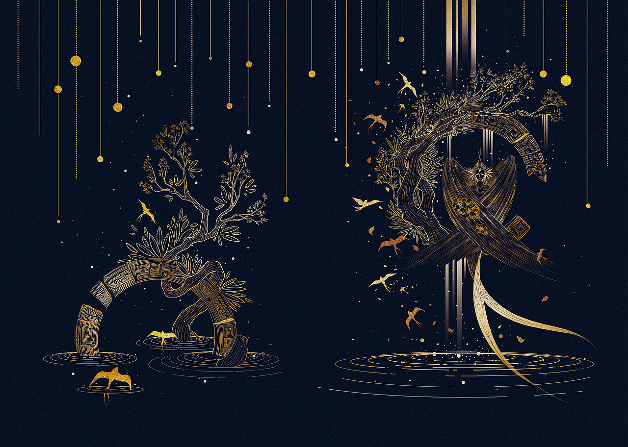 插画《山海说》（图ZMjYwMzYzOTQ0） - 商业插画 - 站酷设计师顾青峰原创素材 - 站酷ZCOOL