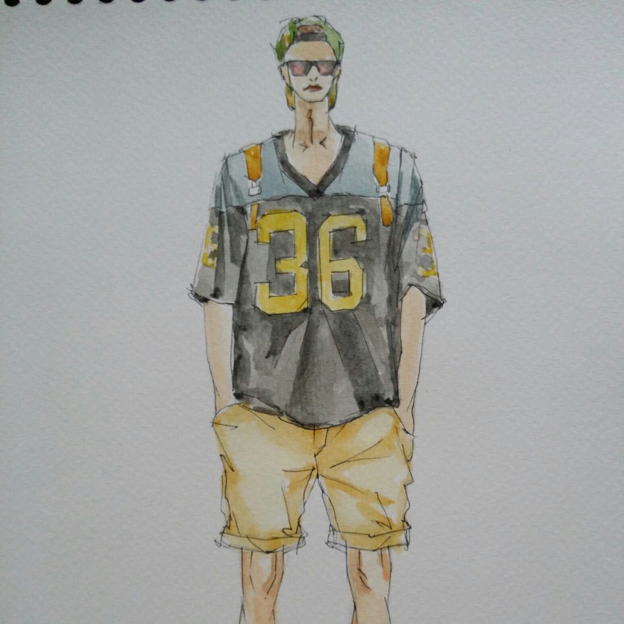 手绘时装插画(男装夏季搭配)|休闲/流行服饰|服装|箐蛙 - 原创设计