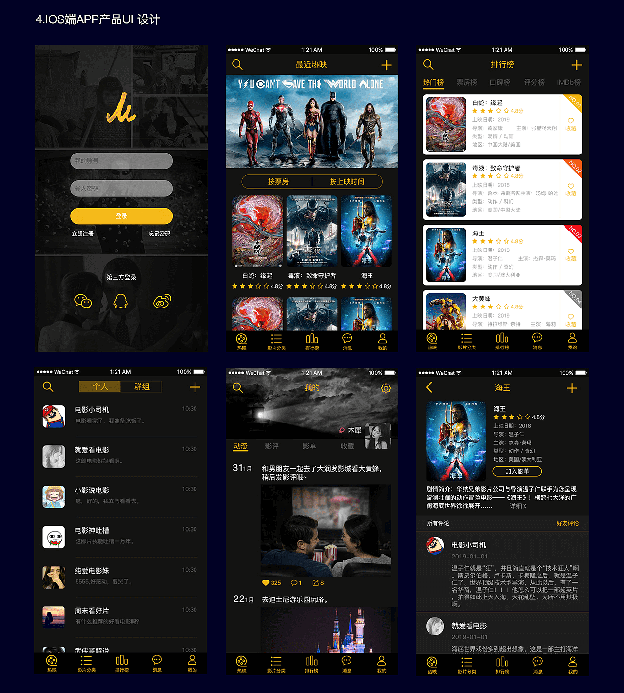 电影影评软件（图ZMTcxODIwMjY4） - APP界面 - 站酷设计师Jacobney原创素材 - 站酷ZCOOL