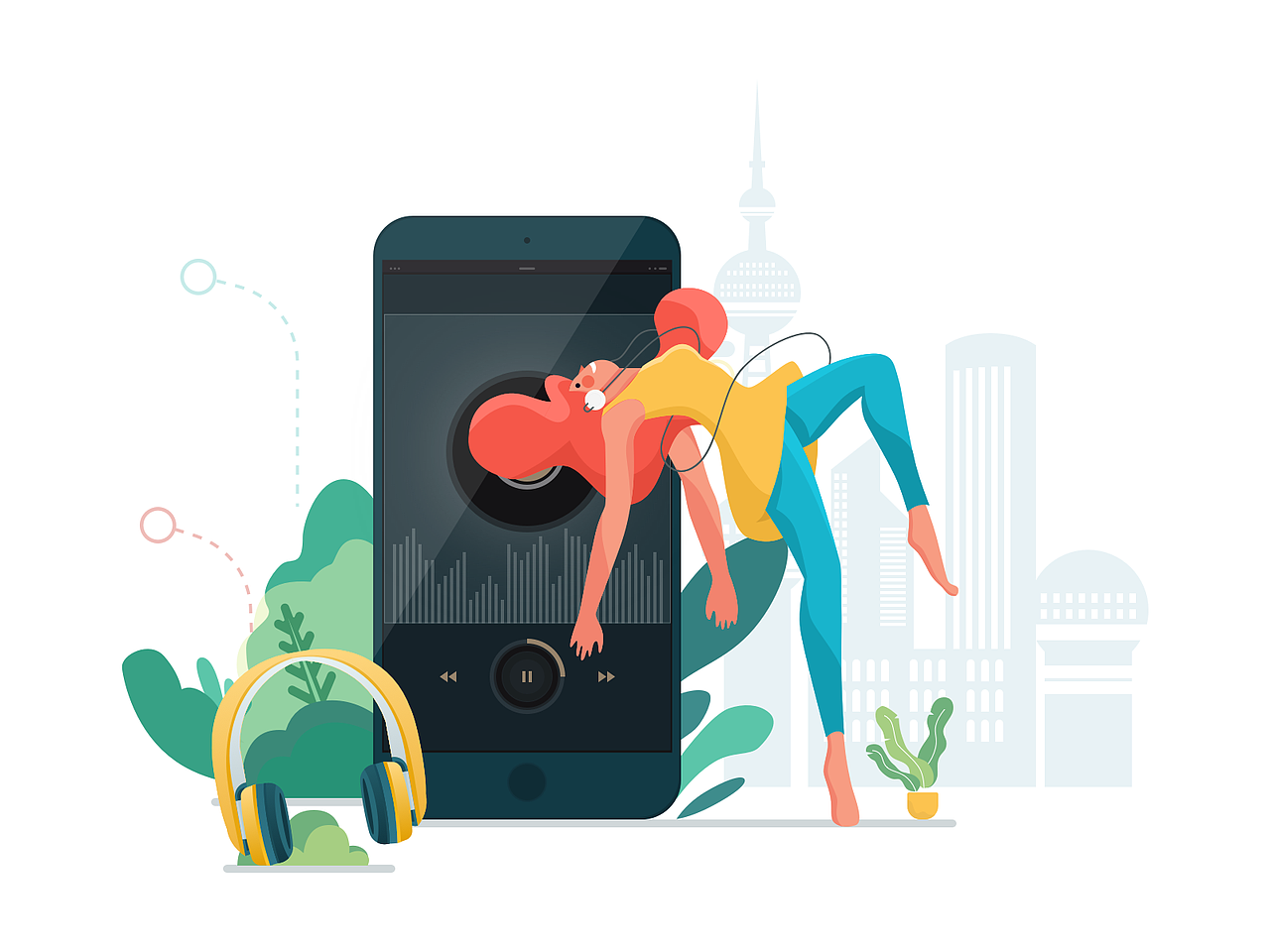 插画设计-想念那个她