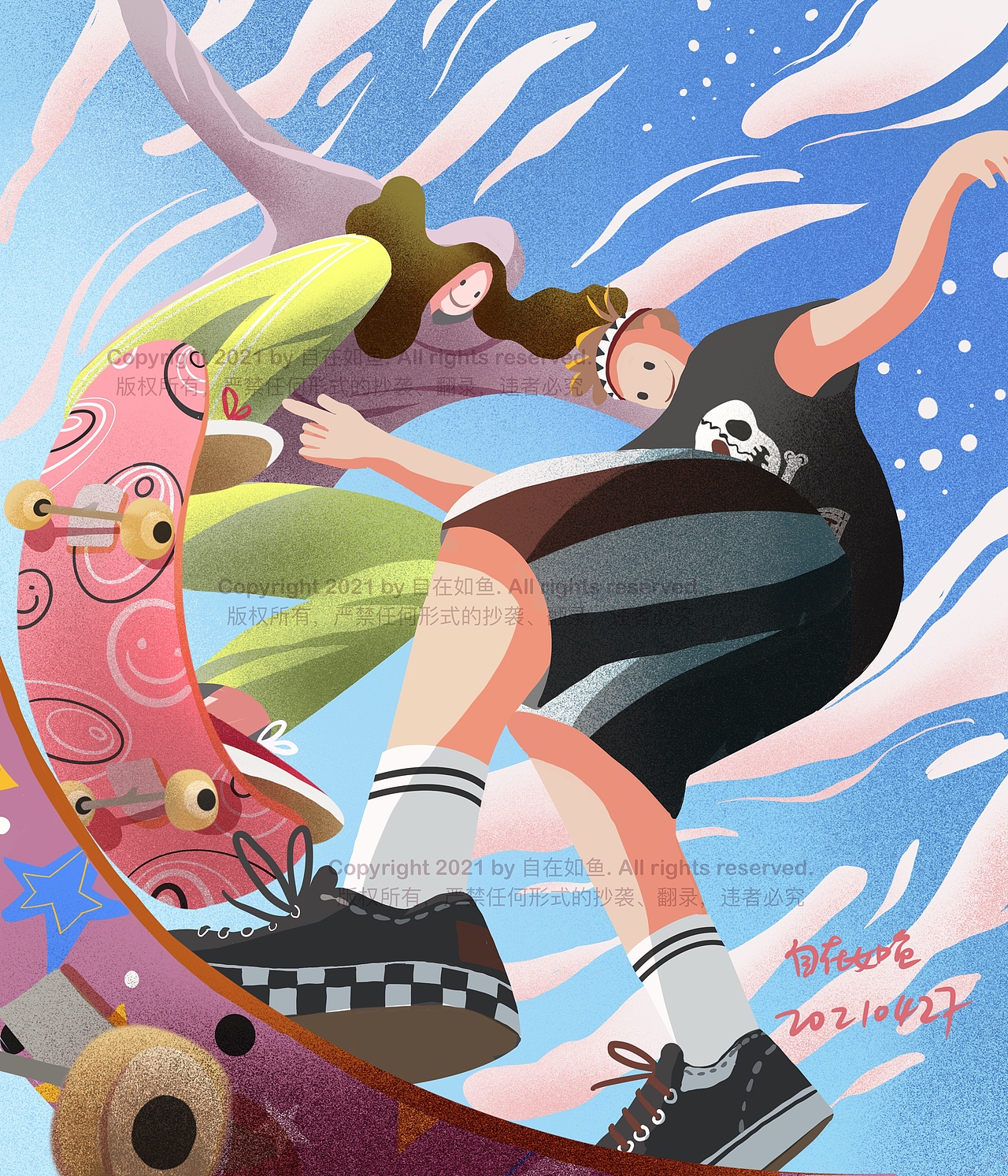 扁平风格插画:飞扬