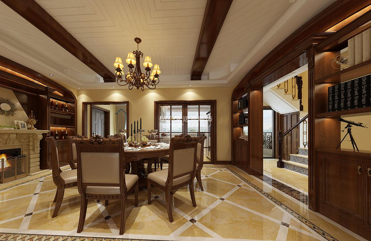 世贸茂悦府洋房跃层设计|远景装饰美式风格装修案例