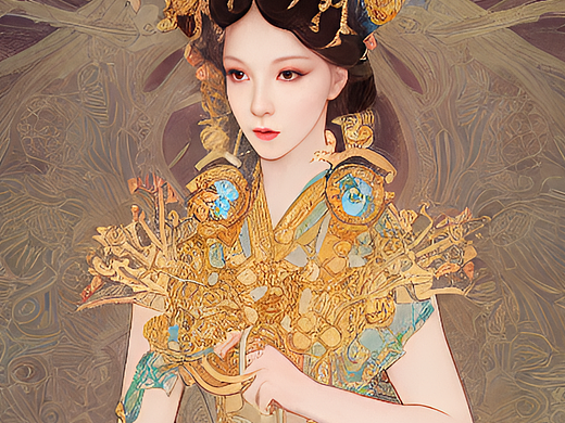 #站酷梦笔#披甲美人，史诗级构图，错综复杂，优雅的，