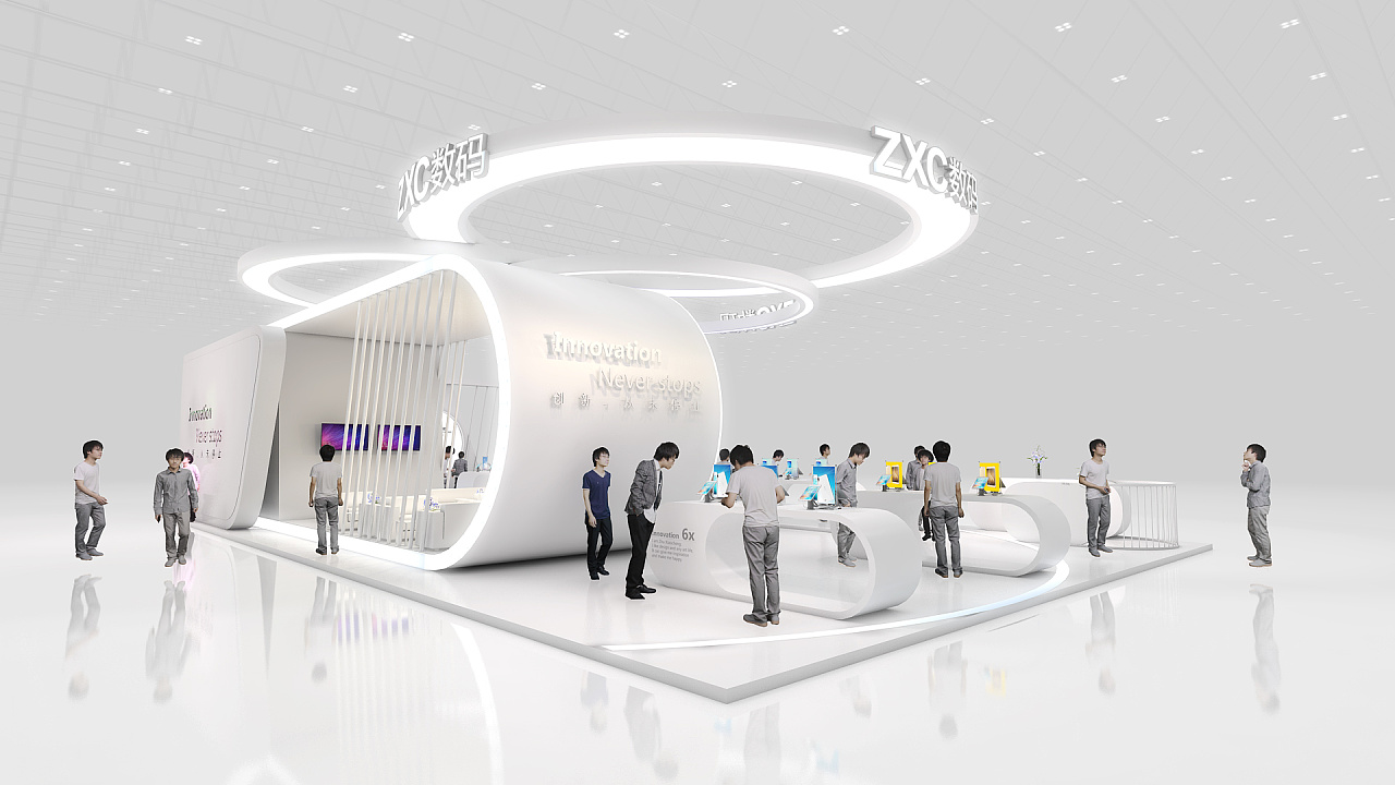 三星电子数码展台纯白色的展台干净