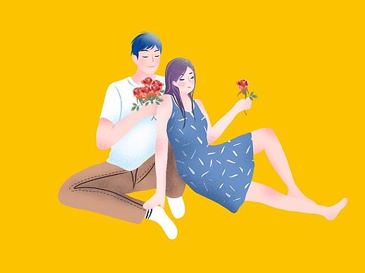 情侣人物插画手绘