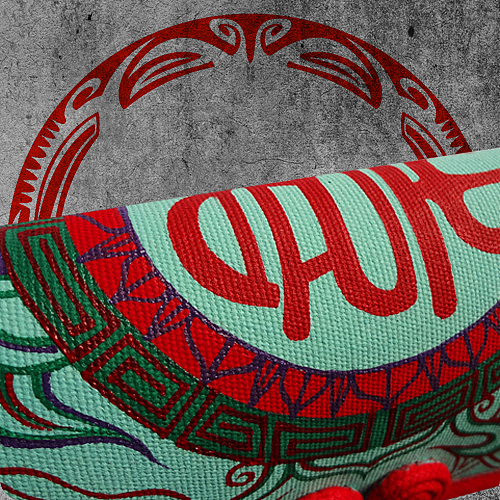 叁公馆原创诡异图腾精工手绘帆布钱包·喜事