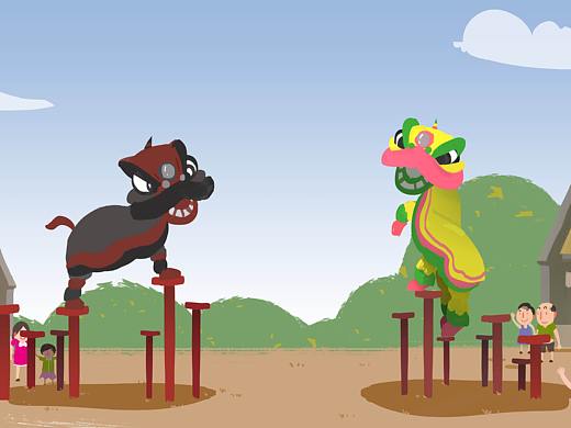 醒狮“咚咚和锵锵”（个人主页-ZMzM2NDA3NzY=） - 创作习作 - 站酷设计师想看世界的龙原创素材 - 站酷ZCOOL