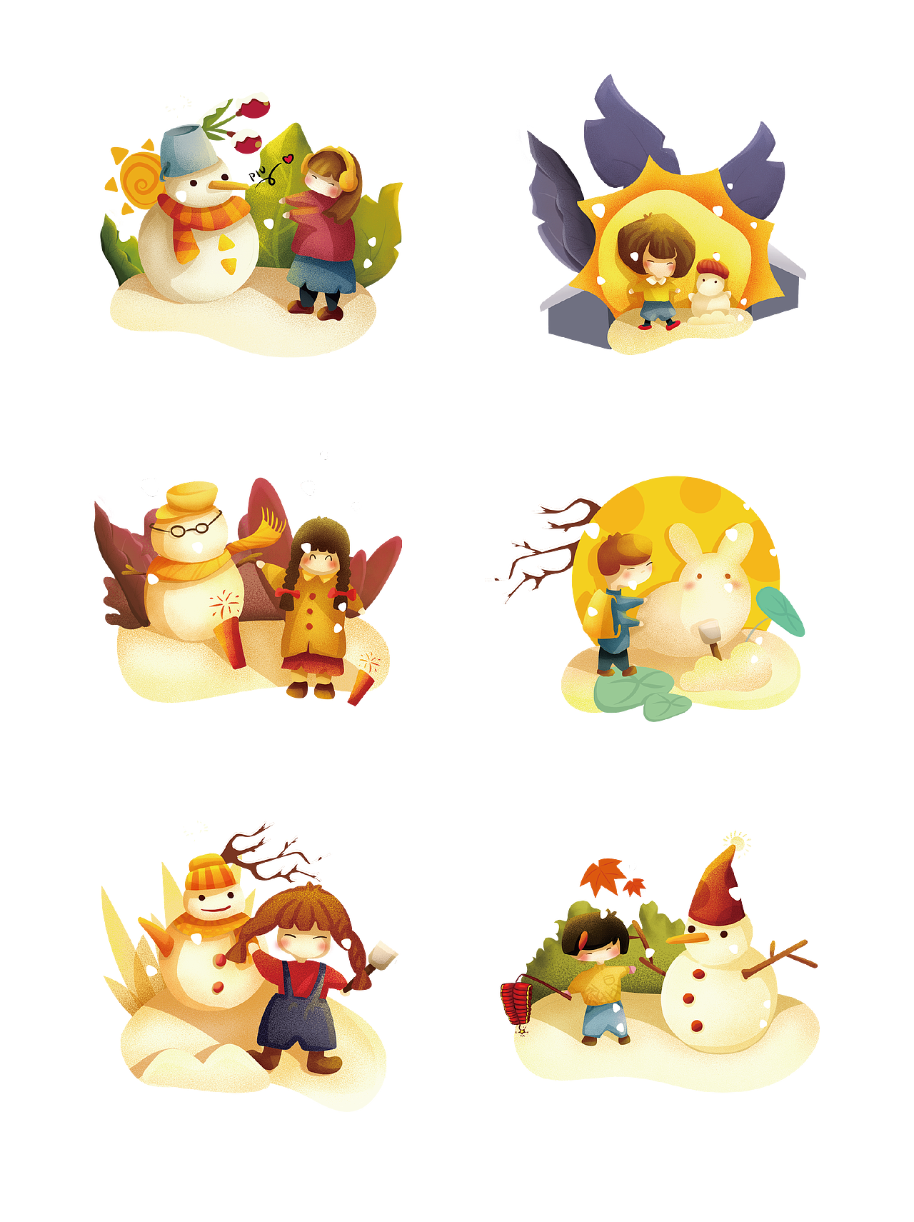 堆雪人插画儿童手绘童趣作品信息创作时间2018/10/03主题0插画设计0
