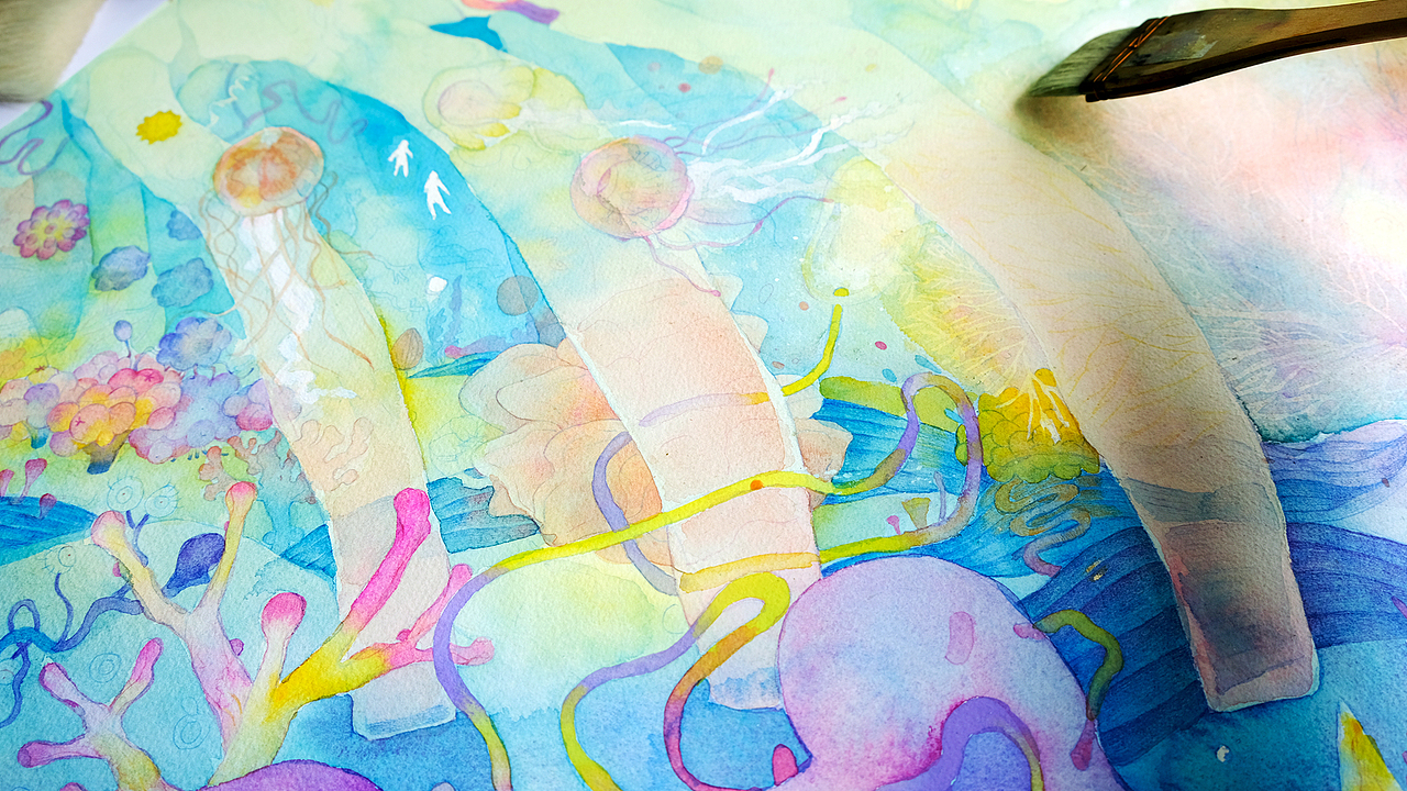 研究生毕业创作纸本水彩插画《BLOOMING》系列作品