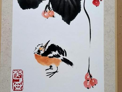 《水墨花鸟》
