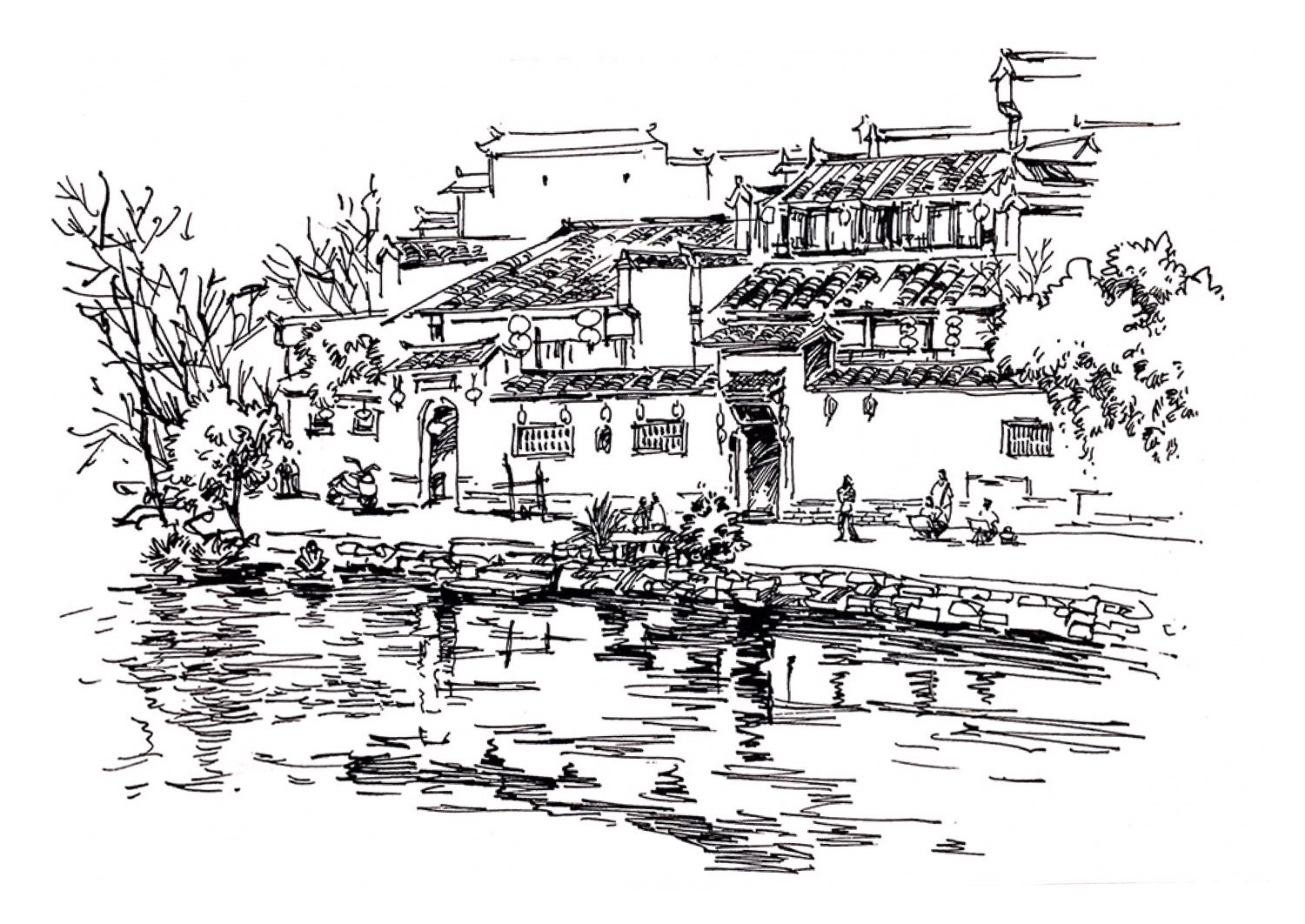 钢笔手绘(1)徽派|插画|创作习作|雯小 - 原创作品 - 站酷 (zcool)