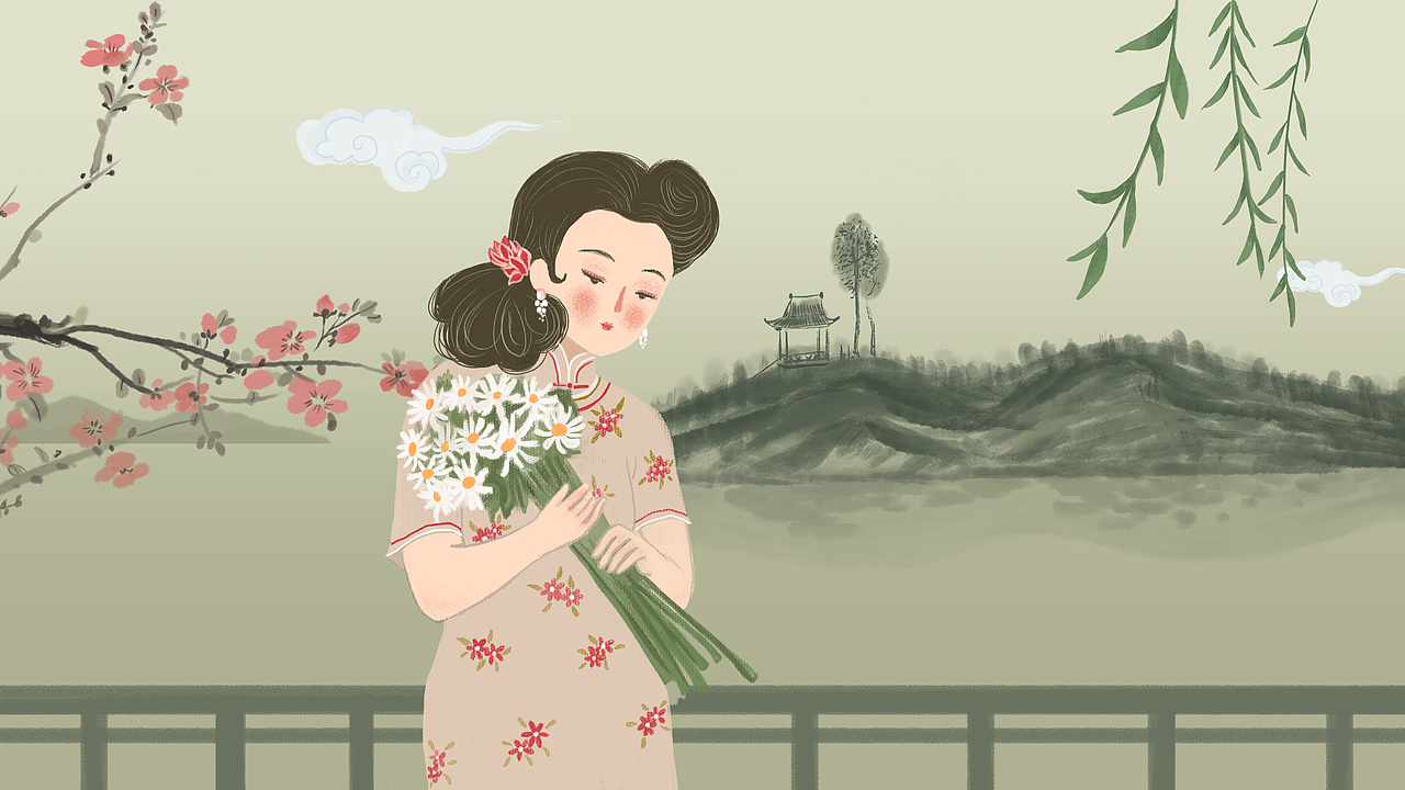 旗袍女子（圖ZMTIyNzAyOTky） - 商業(yè)插畫 - 站酷設(shè)計(jì)師馮馮是娉原創(chuàng)素材 - 站酷ZCOOL