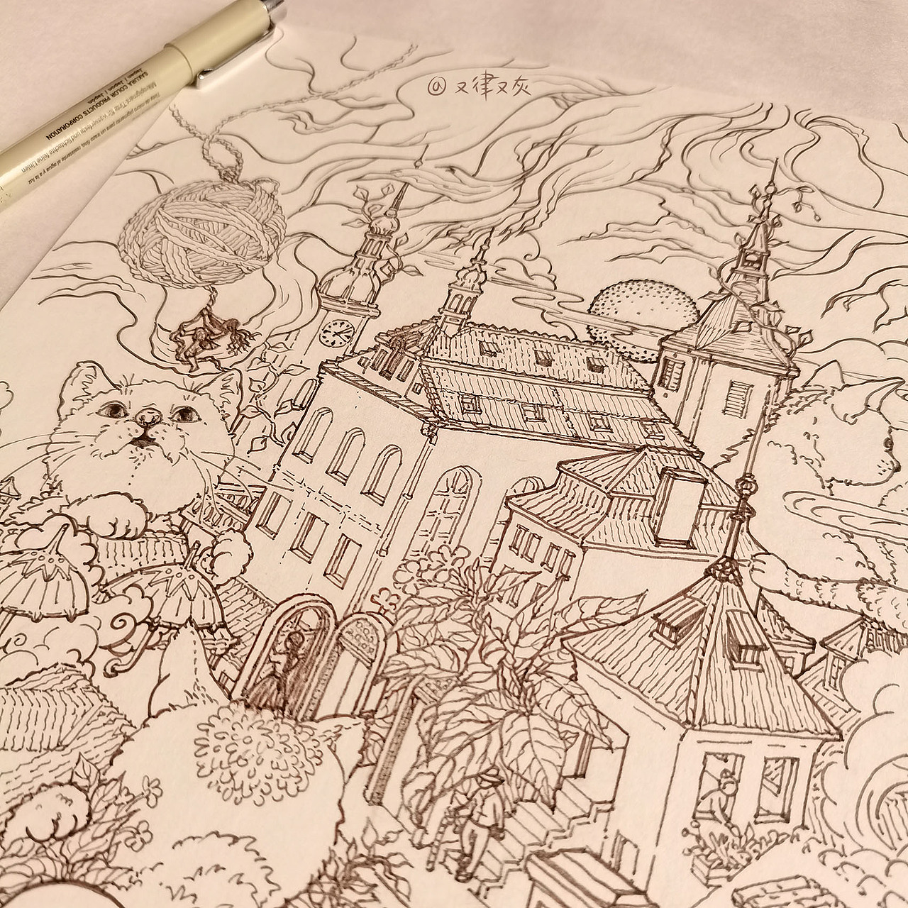 画建筑的过程冒出一个又一个活物