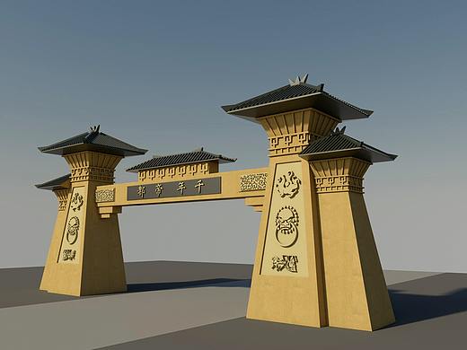 汉阙大门三维建模渲染练习（Cinema 4D＋VRay ）