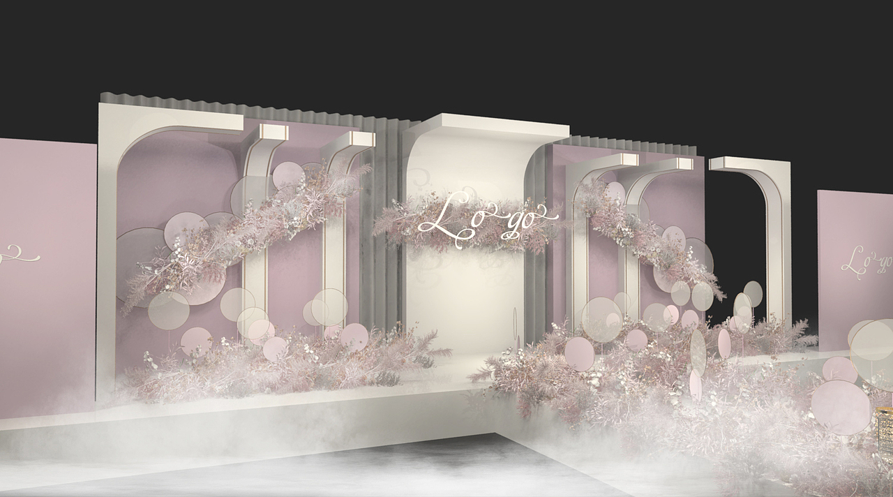 粉色极简建筑风格