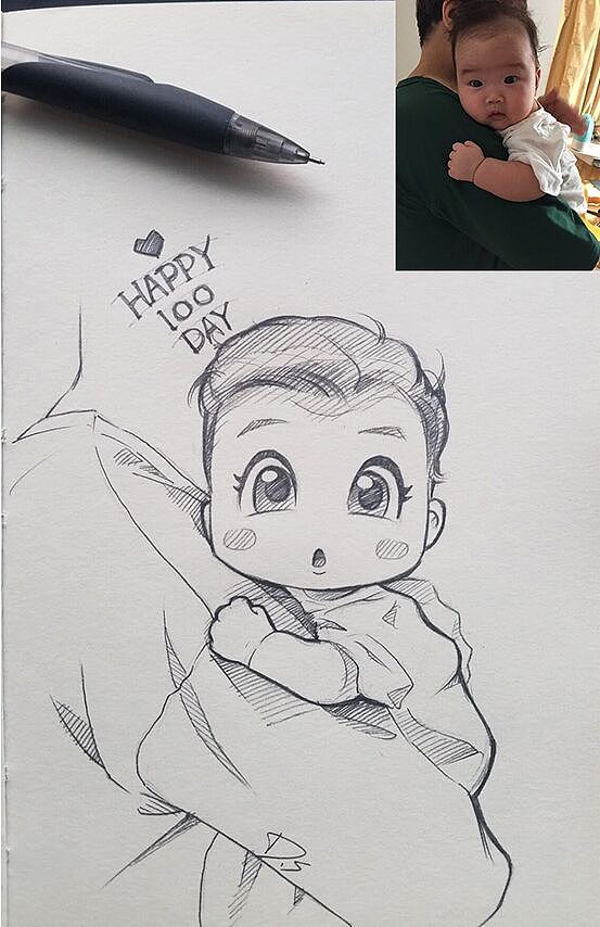 求大师把下面照片画成前两张风格。