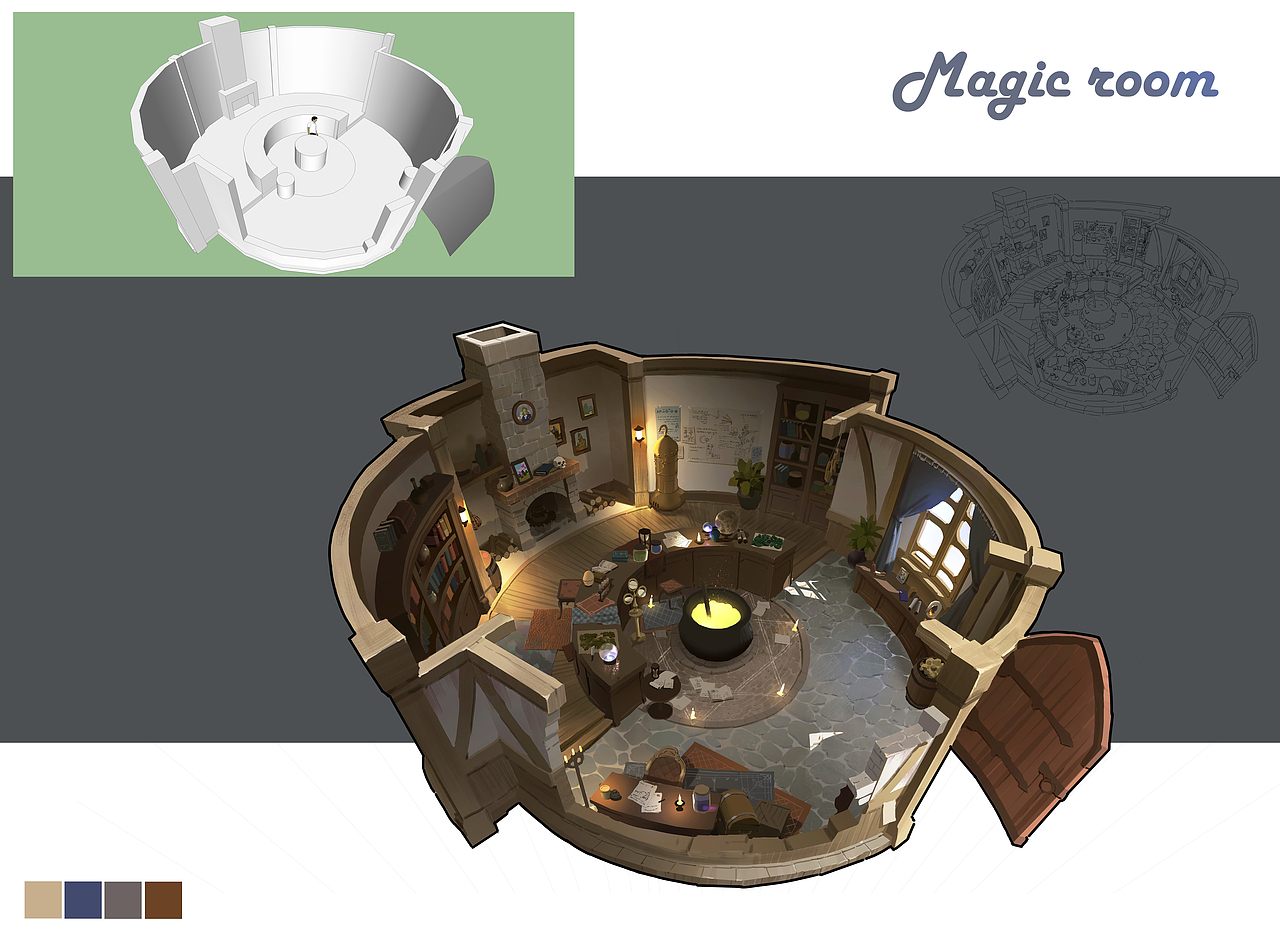洛克猴室内设计课范《magic room》（图ZMTM0ODExNjA0） - 游戏原画 - 站酷设计师艺数绘CG原创素材 - 站酷ZCOOL
