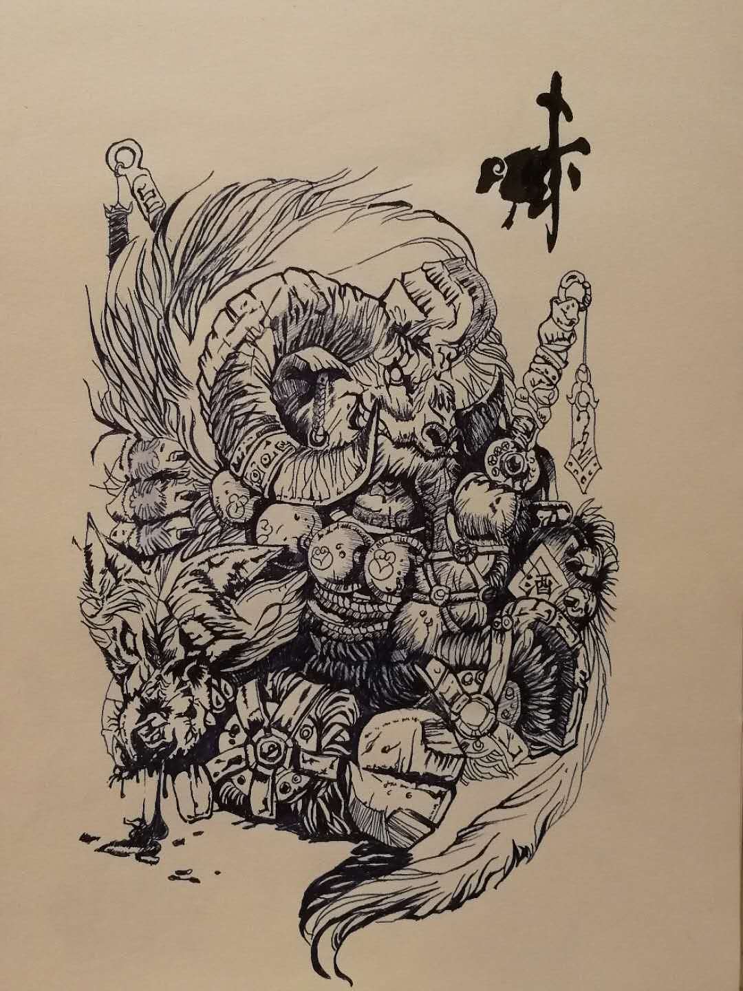 十二生肖之斩狼羊（图ZMTMwODQyMDM2） - 创作习作 - 站酷设计师白夜说书人原创素材 - 站酷ZCOOL