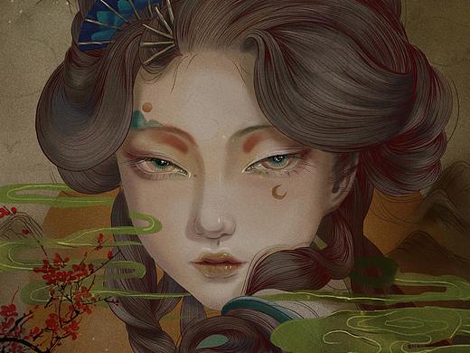 国风厚涂女生人像头像
