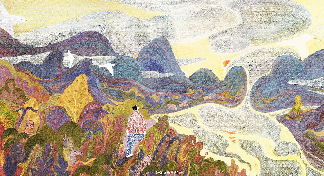 云把水倒进河的水杯里（图ZMjk2MTM2OTA0） - 艺术插画 - 站酷设计师千章之萩原创素材 - 站酷ZCOOL