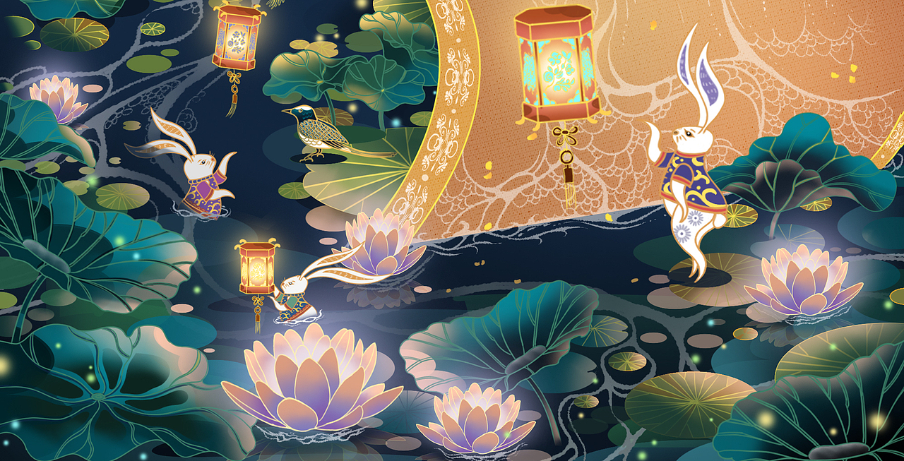 中秋·江南包装插画