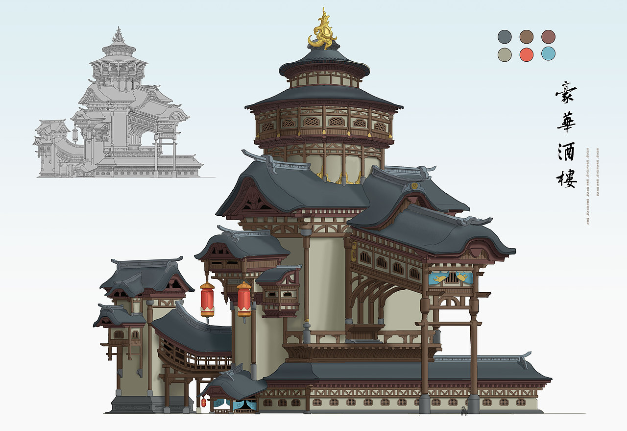 中式建筑设计练习|插画|游戏原画|wuwuwu呼啦_原创作品-站酷zcool