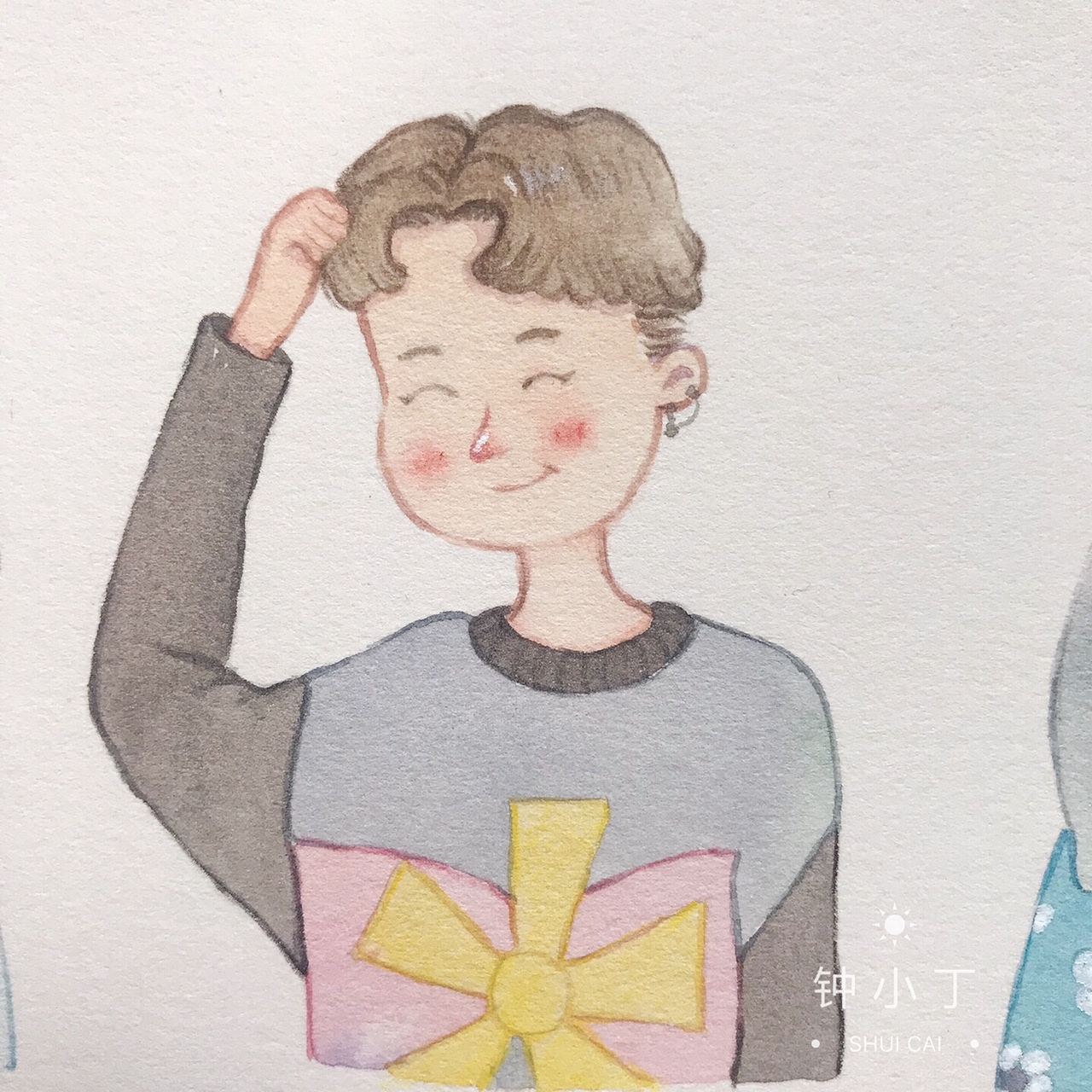 一组丑萌丑萌的水彩头像