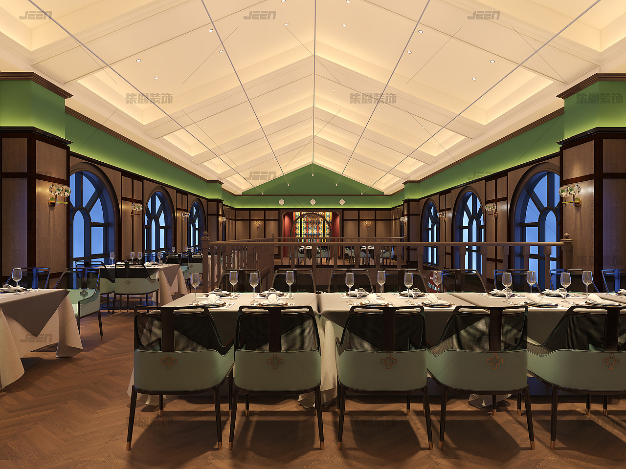 仙门水镇西餐厅_西餐厅设计_复古风格餐厅设计（图ZMjc3NTYzMzg4） - 酒店餐饮设计 - 站酷设计师集恩餐饮全案设计原创素材 - 站酷ZCOOL