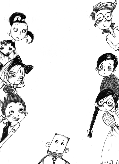 儿童插画,黑白时尚幽默插画
