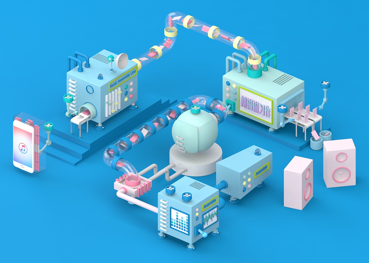 c4d周练习 iphone music流水线