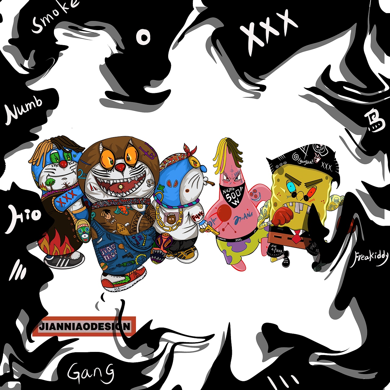 hiphop插画tupacbiggiexxxtentacion