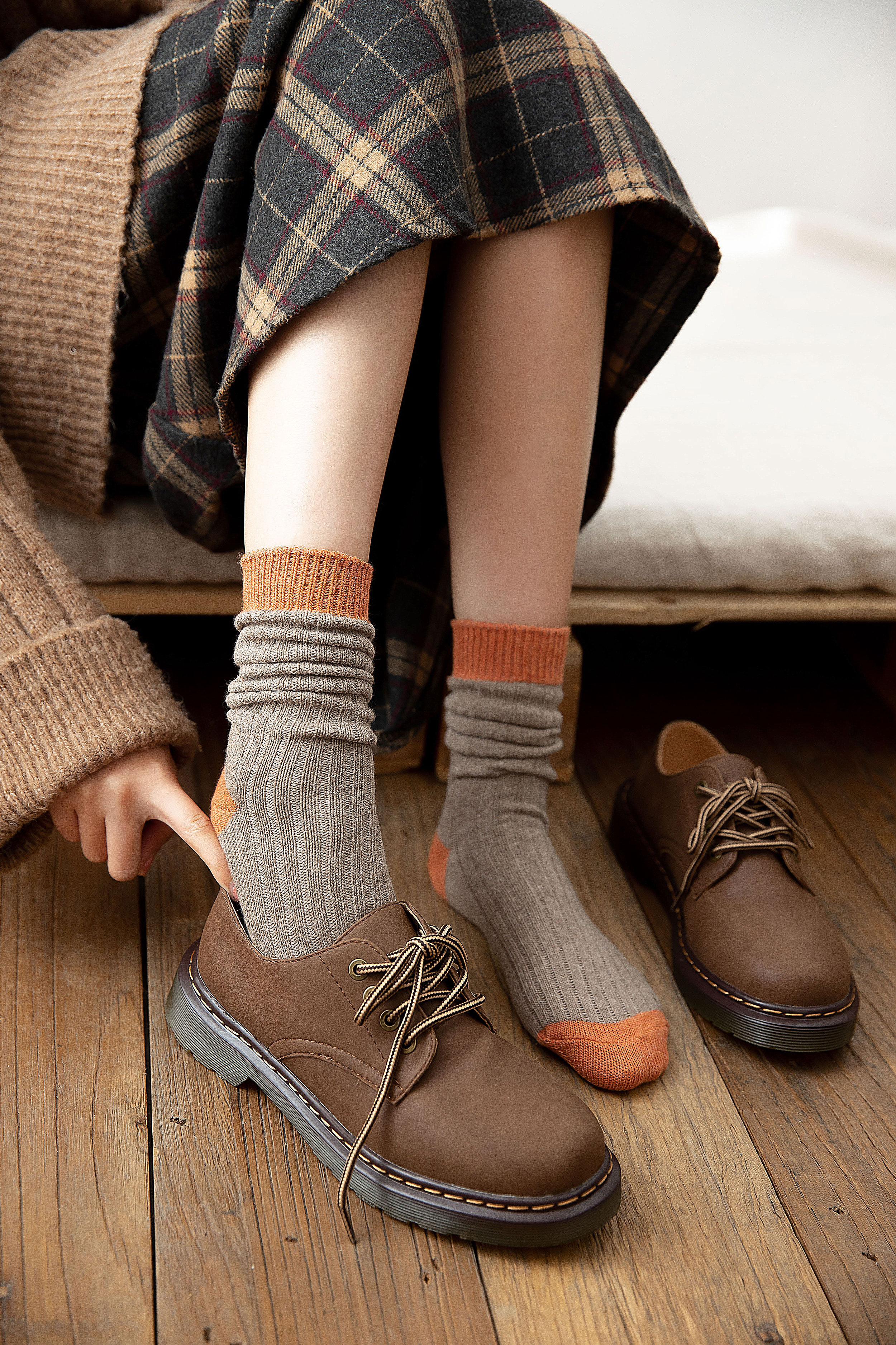 2019秋冬款女袜堆堆袜袜子拼色