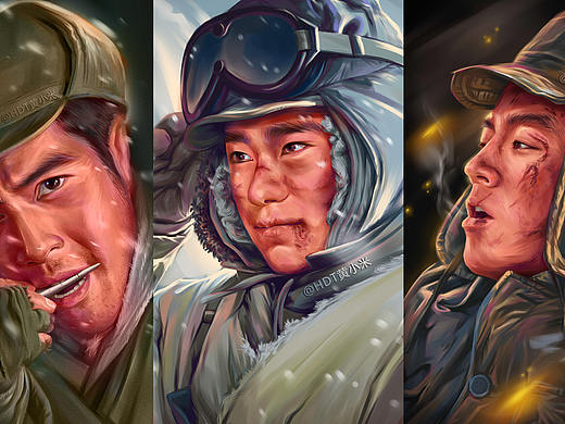《长津湖》厚涂人物插画
