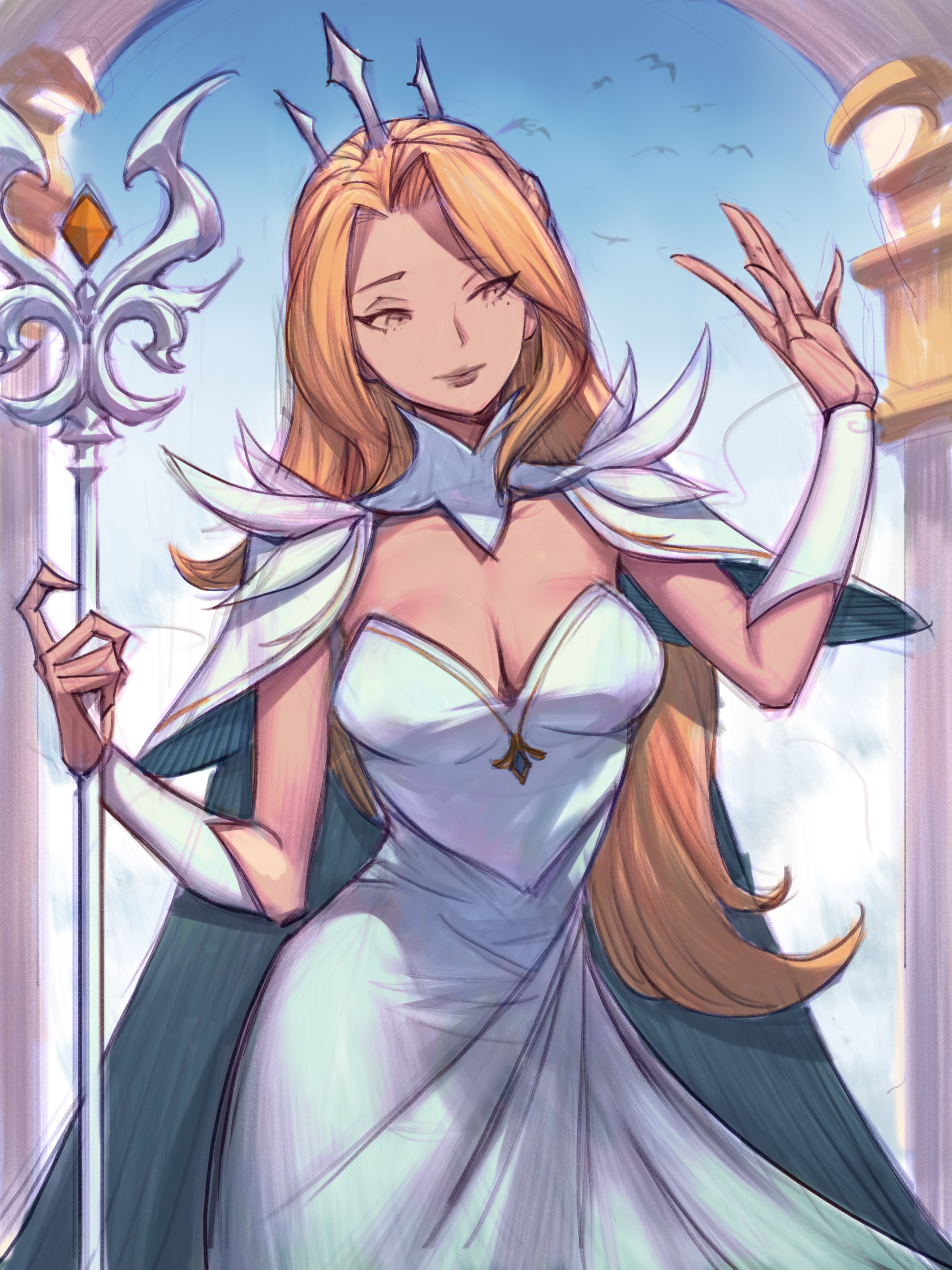 《剑与远征》耀光祭司贝琳达同人绘制|插画|游戏原画|汪大人 - 原创